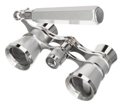 Monocular de teatru Levenhuk Broadway 325E cu mâner telescopic, argintiu