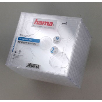 Hama CD Double box, standardní obal na 2 CD/DVD, průhledný, balení po 10 kusech (cena za balení)