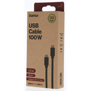 Kabel Hama USB-C 3.2 Gen1, 1,5 m, 5 Gb/s, 100 W, Ecosential