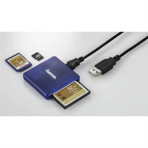 Hama multi čtečka karet USB 2.0, SD/microSD/CF (modrá)