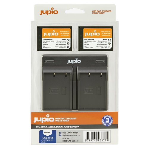 Jupio set 2x BLX-1 pro Olympus, 2.280 mAh + USB duální nabíječka