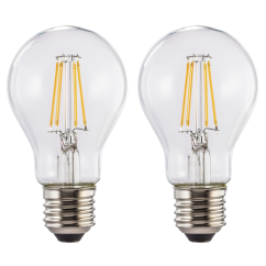 Xavax LED Filament žiarovka, E27, 806 lm (nahrádza 60 W), teplá biela, číra, 2 ks v škatuľke