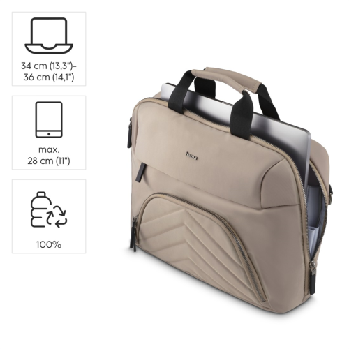 Hama Premium Lightweight, brašna na notebook, 34-36 cm (13,3"-14,1"), recyklovaný PET, béžová barva
