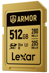 Lexar SDXC ARMOR Gold UHS-II U3, Stainless Steel, IP68 R280/W210 (V60) 512GB