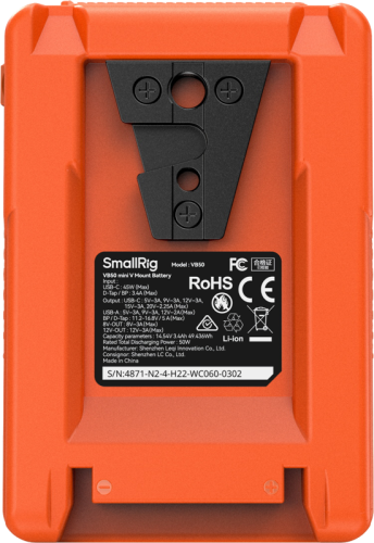 SmallRig 4871 V-Mount baterie Mini VB50 (Oranžová)