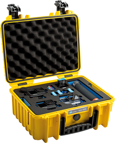 B&W Outdoor Cases BW Outdoor Case Type 3000 for GoPro Hero 12 (fits even GoPro Hero 9/10/11), charge-in-case. Yellow B&W Outdoor Cases BW Outdoor Case Type 3000 for GoPro Hero 12 (fits even GoPro Hero 9/10/11), charge-in-case. Yellow