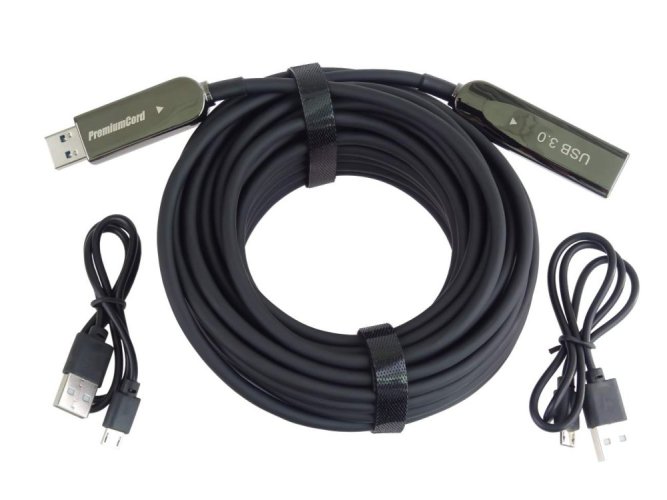 PremiumCord USB3.2 + 2.0 prodlužovací optický kabel A/Male - A/Female, 20 m