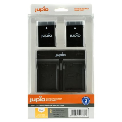 Jupio set 2x EN-EL14(A) pro Nikon 1.100 mAh + USB duální nabíječka
