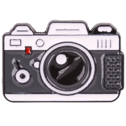 B.I.G. Anstecknadel Pin Kamera grau/weiß