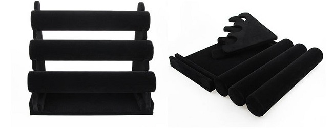 Armbandständer, 3 Ebenen, schwarzes Kunstleder (DNR-LT)