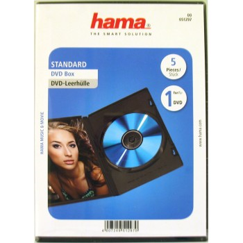 Hama DVD obal na 1 DVD, s fóliou, čierny, 5 ks