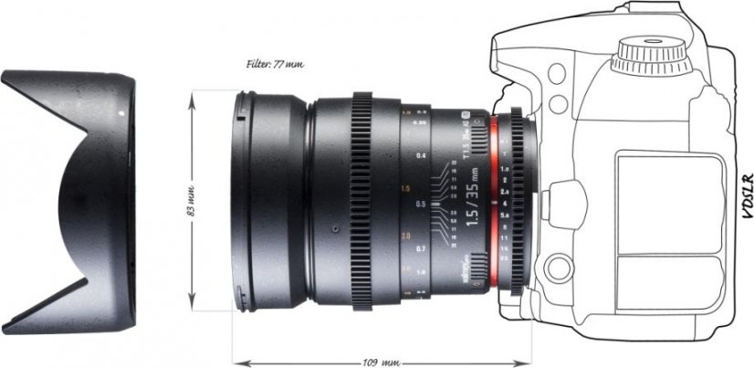 Walimex pro 35mm T1,5 Video DSLR Objektiv für Canon EF