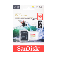 SanDisk Extreme microSDXC 128GB for action cameras + SD Adapter 190MB/s and 90MB/s, A2 C10 V30 UHS-I U3