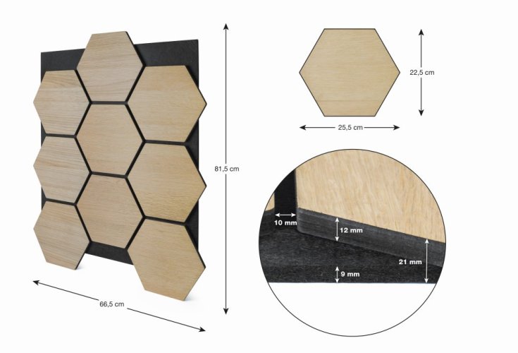 Akustický panel G21 81,5x66,5x2,1 cm plástov, prírodný dub