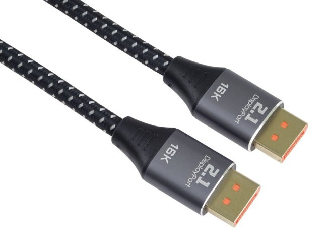Kabel DisplayPort 2.1, 16K@60Hz, kovové a pozlacené konektory, 1 m