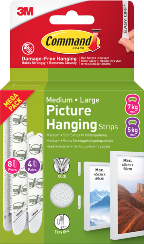 3M Command Strips V-Pack White 4 Sets M + 8 Sets