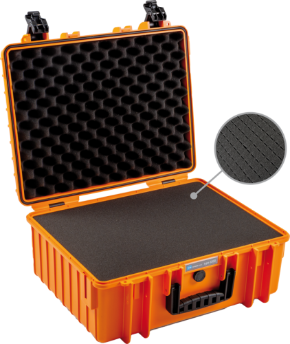 B&W Outdoor Koffer Typ 6000 mit Schaumstoff Orange
