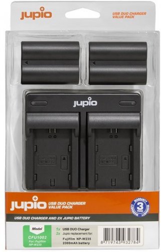 Jupio set 2x NP-W235 für Fujifilm, 2.300 mAh + Doppelladegerät