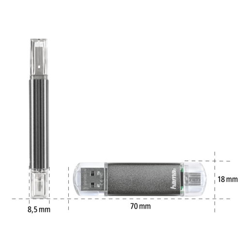 Hama flashPen Laeta Twin 32 GB 10 MB/s, šedý