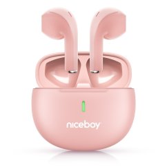 Růžová sluchátka Niceboy HIVE Beans POP
