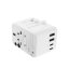 Adaptér FIXED Cestovné pre EÚ, UK a USA/AUS, s 3xUSB-C a 2xUSB výstupom, GaN, PD 65W, biely