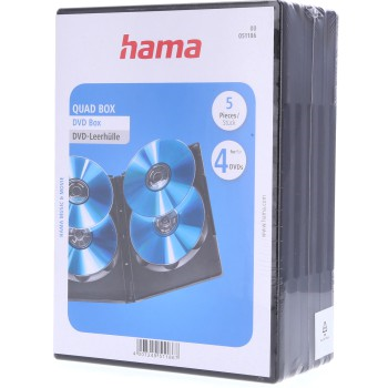 Hama DVD Quad Box, obal na 4 DVD, s fólií, černý, balení po 5 kusech (cena za balení)