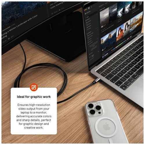 FIXED USB-C na HDMI kabel, USB-C 3.1 Gen 2 18Gbps, HDMI 2.0 4K60Hz, 2m, šedý