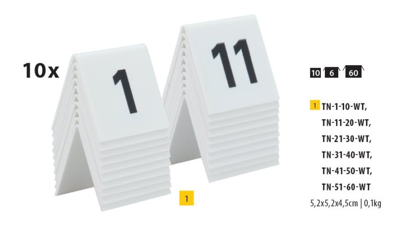 Rozlišovacia tabuľka Securit TABLE SIGNS čísla 31-40, 10ks