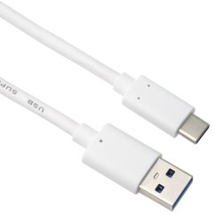 Kabel USB-C - USB 3.0 A (USB 3.2 generace 2, 3A, 10 Gbit/s) 1 m, bílý