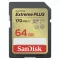 SanDisk Extreme PLUS 64GB SDXC pamäťová karta 170MB/s a 80MB/s, UHS-I, Class 10, U3, V30