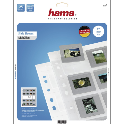Hama obal pro 20 diarámečků 5x5 cm, 2,3 mm, polypropylen čirý, 25 ks