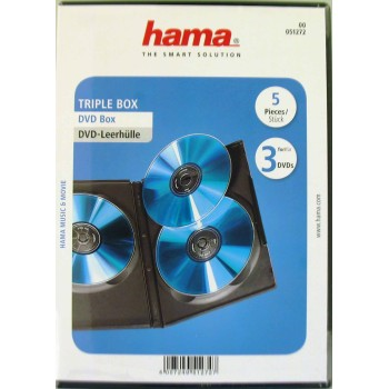 Hama DVD box na 3 DVD, s fólií, černý, 5 ks