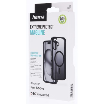 Hama Extreme Protect, kryt pro Apple iPhone 16, magnetický, D3O®, černý Hama Extreme Protect, kryt pro Apple iPhone 16, magnetický, D3O®, černý