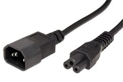 Prodloužovací napájecí kabel IEC320 C14 samice – C5 (trojlístek) samec, 1,8 m, černý