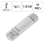 Hama Flash Pen Laeta, USB-C/USB-A 3.1, 128 GB, 40 MB/s, strieborný