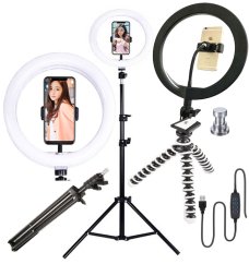 Prstencová lampa, kruhové svetlo ring light 11" 280mm 24W 2x statív (RG333)
