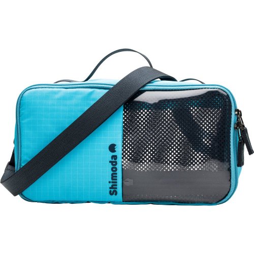 Shimoda Large Accessory Case | Holds Drives, Cards, Cords & More | size 29 × 15 × 13 cm | Translucent Shell to View Contents | River Blue