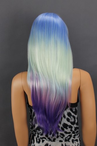 Dámská paruka dlouhá, 4 barevná modrá (CY-032)