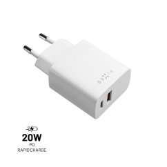 Nabíjačka FIXED sieťová s USB-C a USB výstupom, podpora PD a QC 3.0, 20W, biela