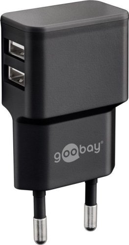 Adaptér 230V na 2x USB max.2,4A, čierny