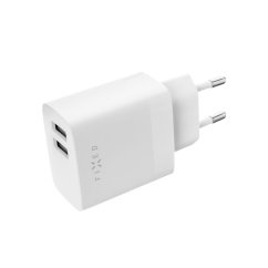 Nabíjačka FIXED sieťová s 2xUSB výstupom, 17W Smart Rapid Charge, biela