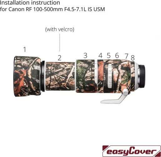 easyCover Lens Oaks Objektivschutz für Canon RF 100-500mm f/4,5-7,1L IS USM (Eichenholzfarben)