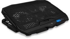 Chladiaca podložka Connect IT pod notebook FrostWind s modrým podsvietením, ČIERNA
