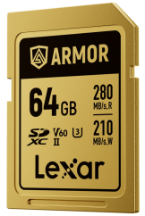 Lexar SDXC ARMOR Gold UHS-II U3, Stainless Steel, IP68 R280/W210 (V60) 64GB