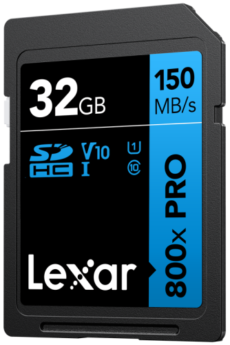 Lexar SDHC 800x Pro UHS-I cards, C10 (V10) U1, R150, 32GB