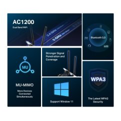 Sieťová karta TP-Link Mercusys MA30E AC 1200, WiFi, Bluetooth 5.0, 2,4/5GHz, PCI-e