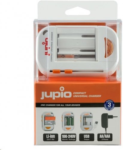 Jupio Compact Universal Charger Li-ion + AA/AAA + USB