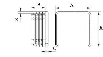 Záslepka, krytka, zátka 45X45 1,0-3,0mm Čtvercová plastová záslepka (SX4545)
