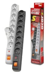 Přepěťová ochrana Acar S8, 3m kabel, 8 zásuvek, černá