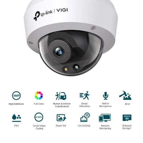 Kamera TP-Link VIGI C240(2.8mm) 4MPx, venkovní, IP Dome, 30m osvětlení